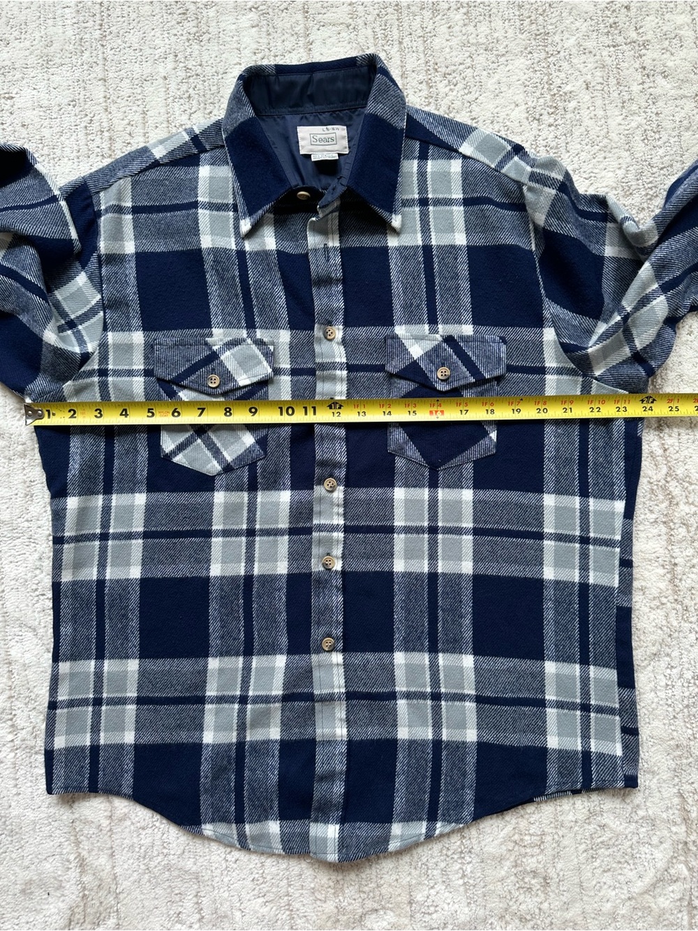 Vintage SEARS Flannel Button Down Shirt Large 16-16 1/2 Men’s 100% Acrylic - Picture 8 of 10